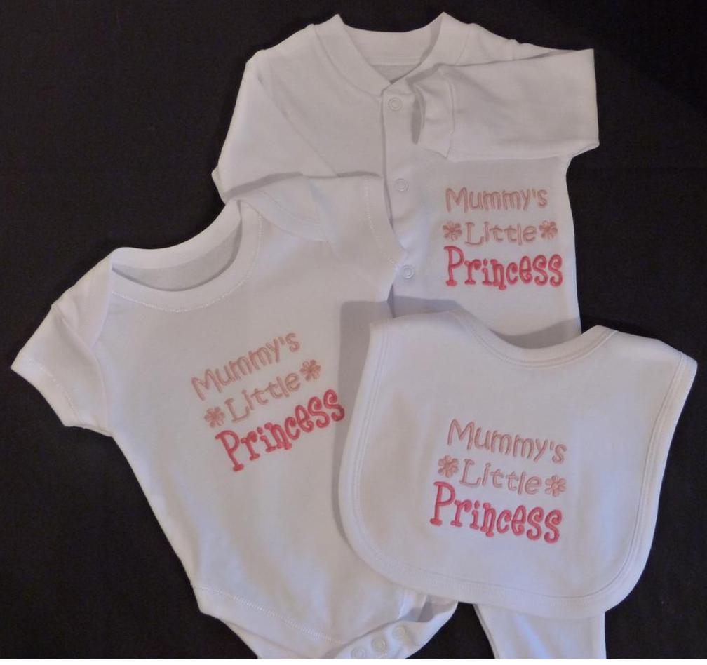 Mummy's Little Princess Baby Clothes Set Grow Vest Bib Girl Funny Gift