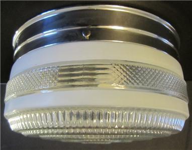 Vintage White Chrome Glass Kitchen Ceiling Light Fixture ...