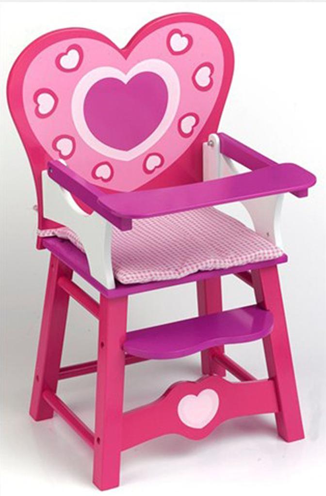 NEW Dolls Pink Wooden High Feeding Chair Girls Toy With
