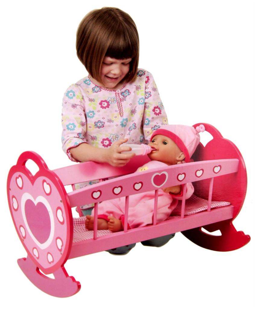 NEW Dolls Wooden Set High Chair Rocking Crib Cot Bed Pram Pushchair