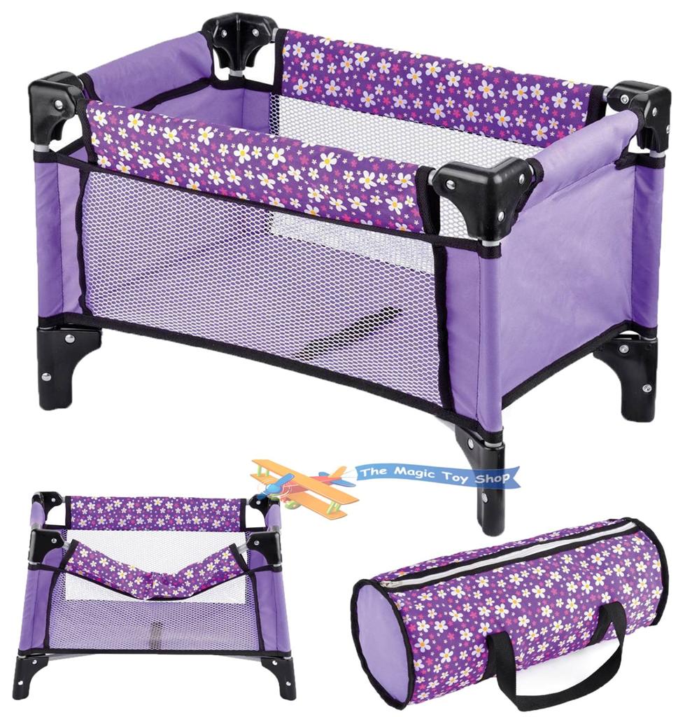 Baby Dolls Deluxe Folding Travel Carry Cot Bed Crib with Storage Bag