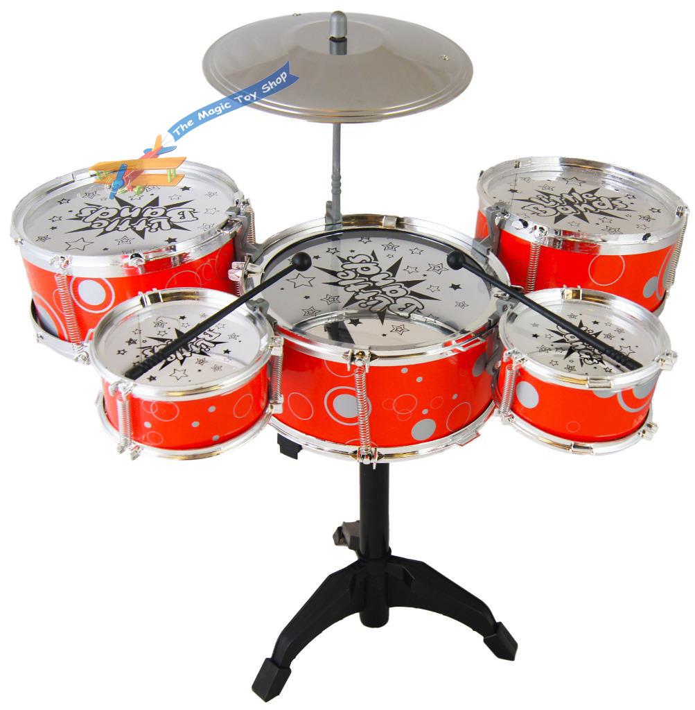 Kids My First Drum Kit Play Set Drums Cymbal Musical Toy Instrument Pedal Stool