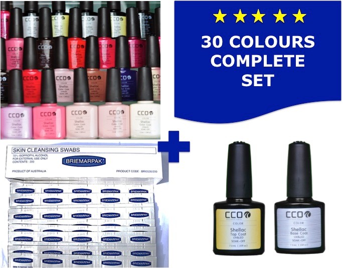 Shellac Nail Polish Kit CND CCO 30+ Polishes 200 Wipes Brand New