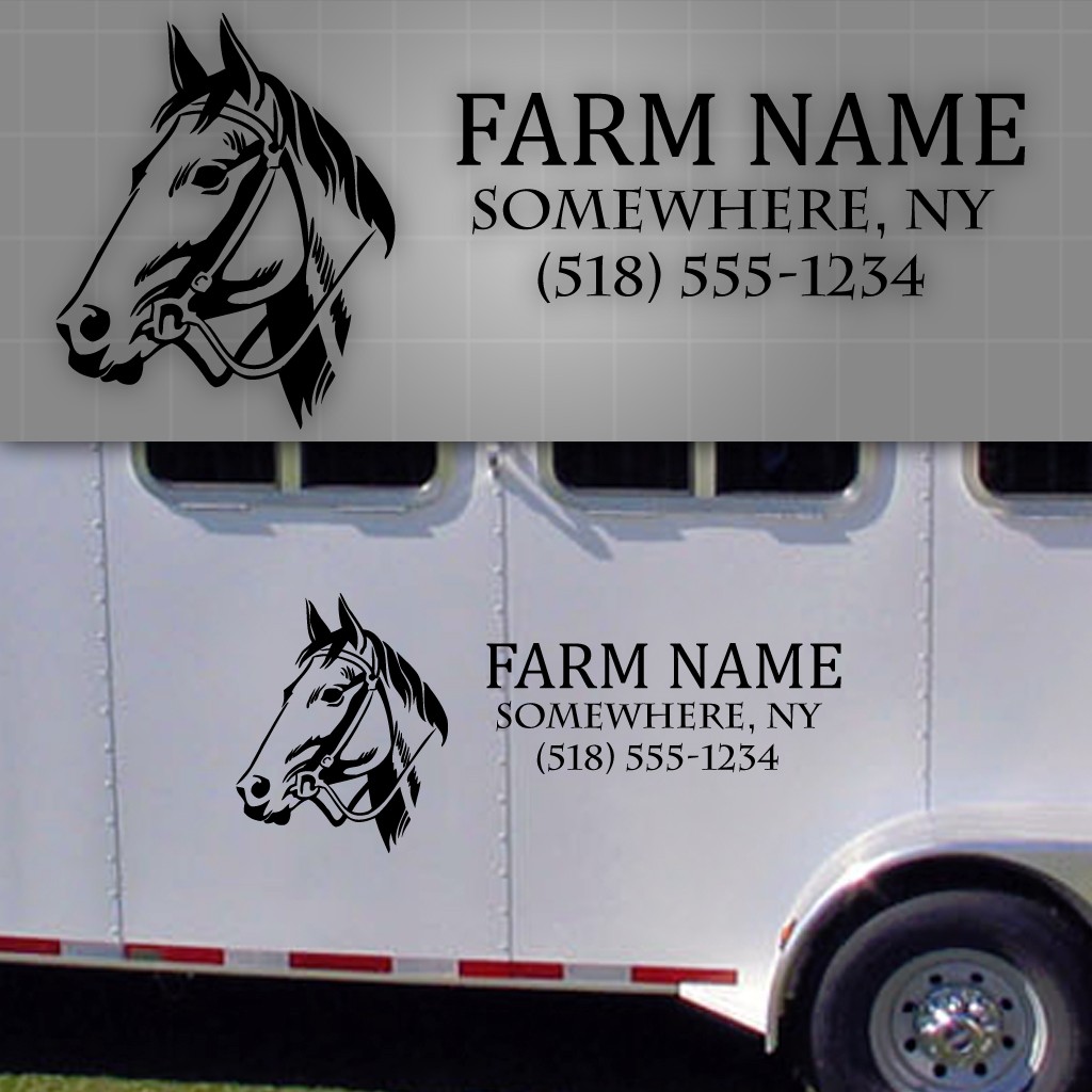 Horse trailer lettering, Horse trailer, Farm Decals, Farm Truck name