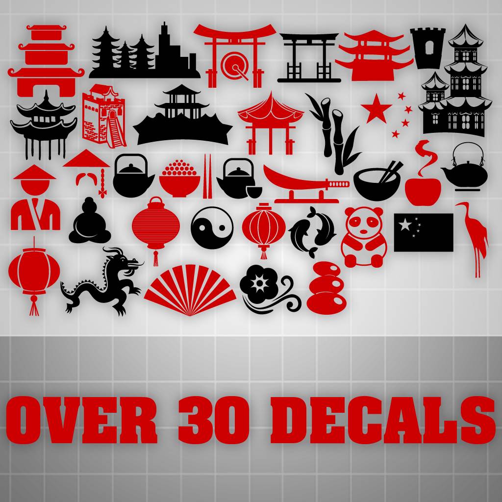 Chinese Wall Decals Oriental Stickers Chinese Wall Decor 30 Decals Ebay