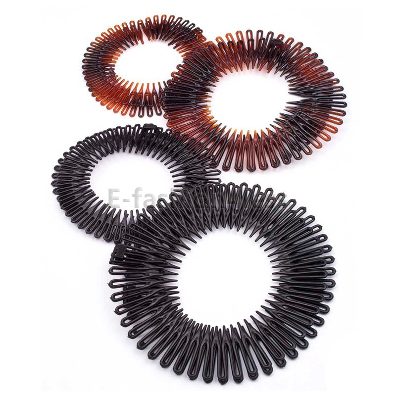ZIG ZAG FLEXI COMBS 2PCS SPORTS HAIR BAND HEADBAND COMB 2 SIZE BLACK BROWN