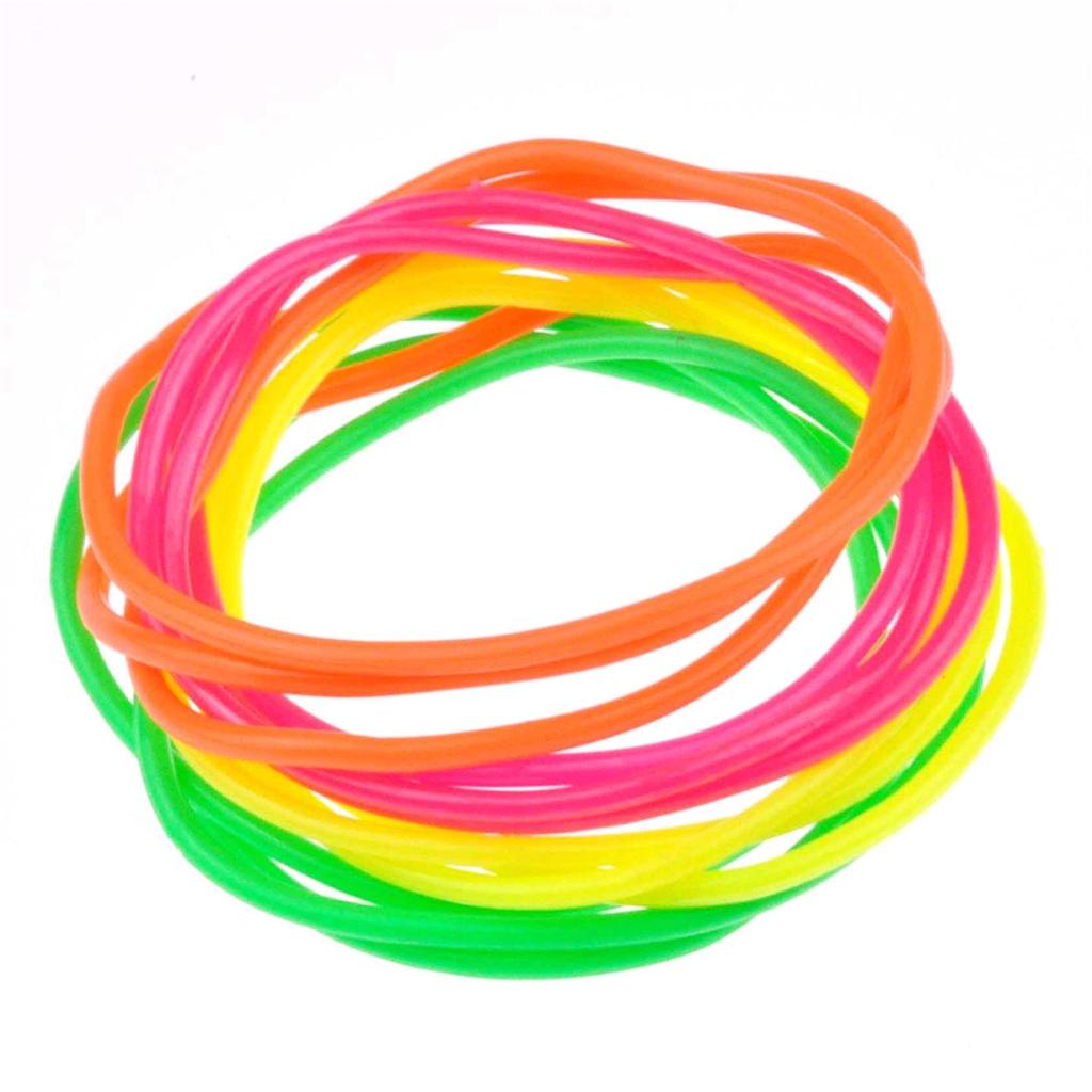 12X Gummy Bands Bracelets Gummy Wristband Bangle Jelly Rubber Shag Band