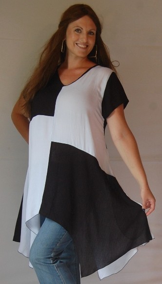 @B931 COLOR BLOCK SHIRT TOP TUNIC SHARK BITE HEM 'MADE 2 ORDER' LOTUSTRADERS | eBay