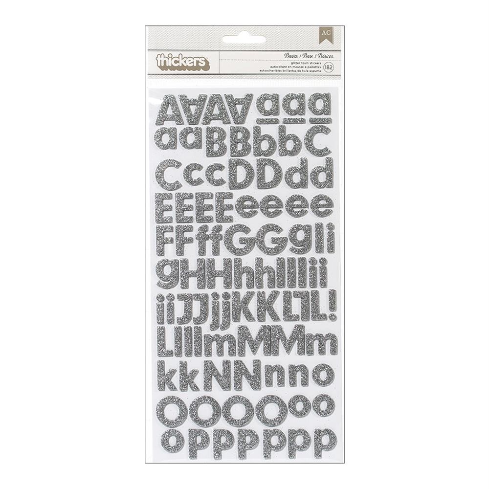 182pc American Crafts BASIC GLITTER THICKERS Scrapbook Letter Alphabet