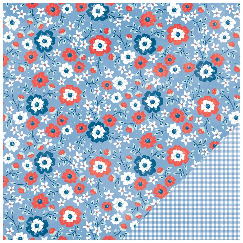 1 New 12x12 Pebbles Americana Scrapbook Paper 4th July USA Cardstock