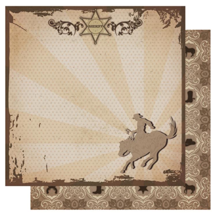 1 12x12 Sheet Best Creation COWBOY WESTERN GLITTER PAPERS Scrapbook