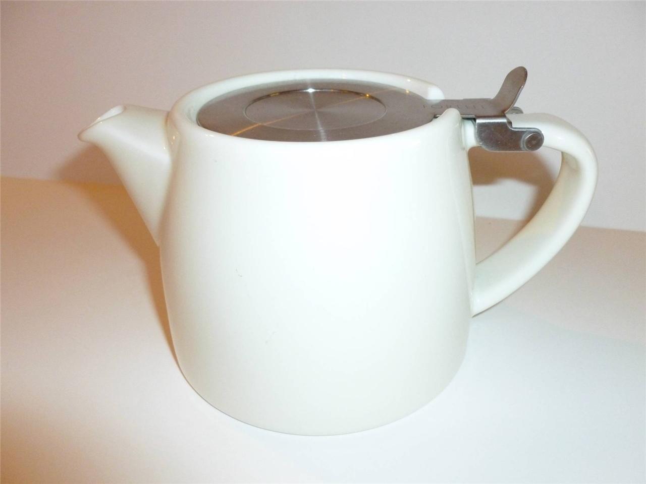 FORLIFE Ceramic STUMP Tea Pot Infuser MODERN White For Life WHOLE leaf