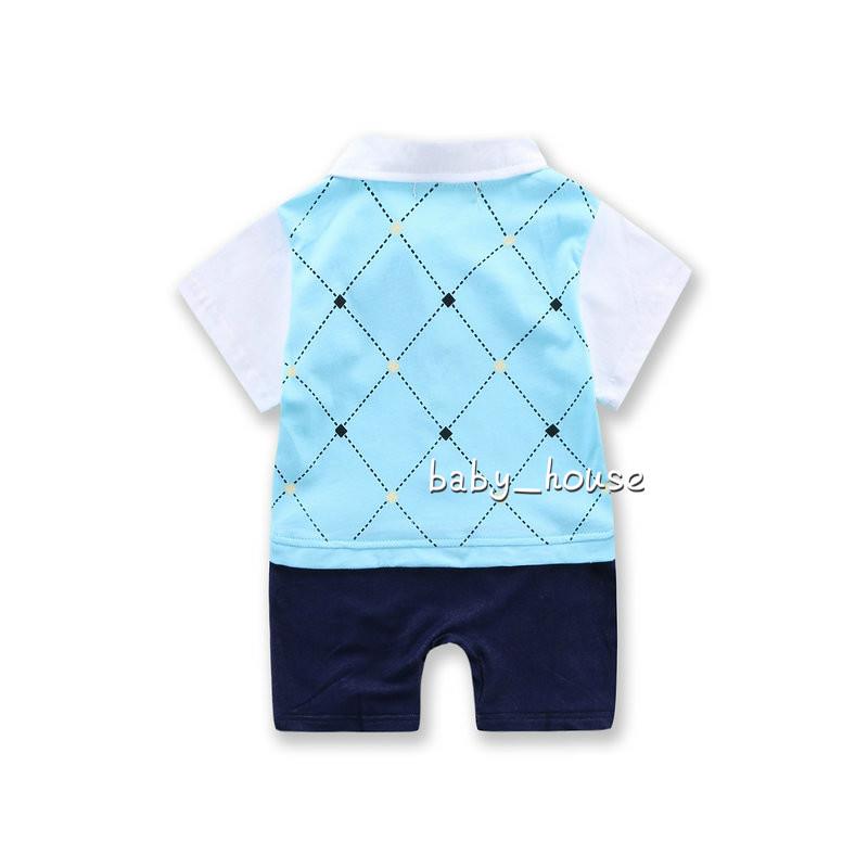 1pcs baby boys Toddler plaid with Bow tie Romper bodysuit Jumpsuit