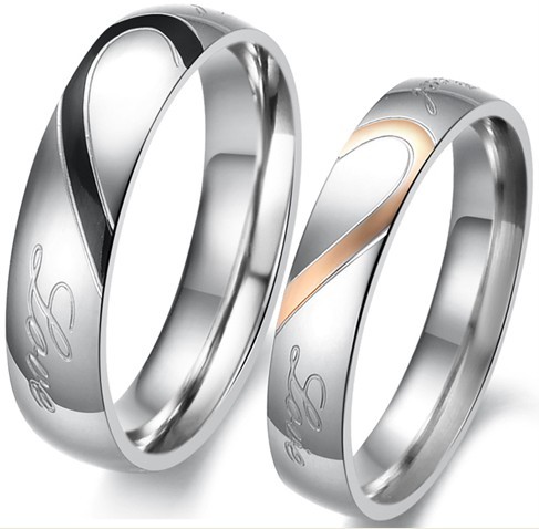 Wedding Ring Set Titanium Ring Engagement Bands Matching Pair Stainless 