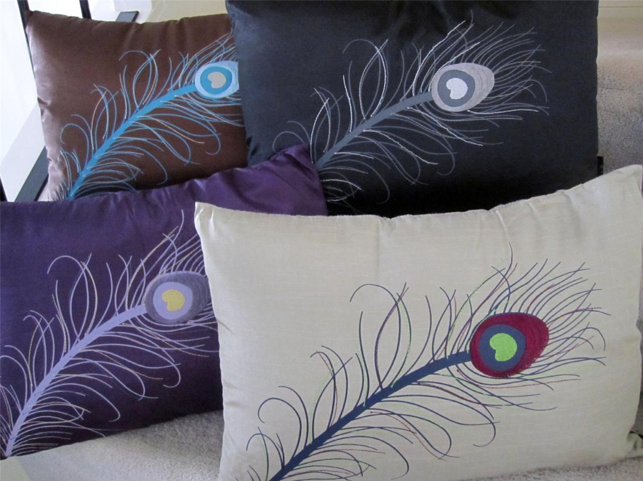 Cushion Insert Peacock Feather Embroidered Decorative Bird Pillow Sofa Throw eBay
