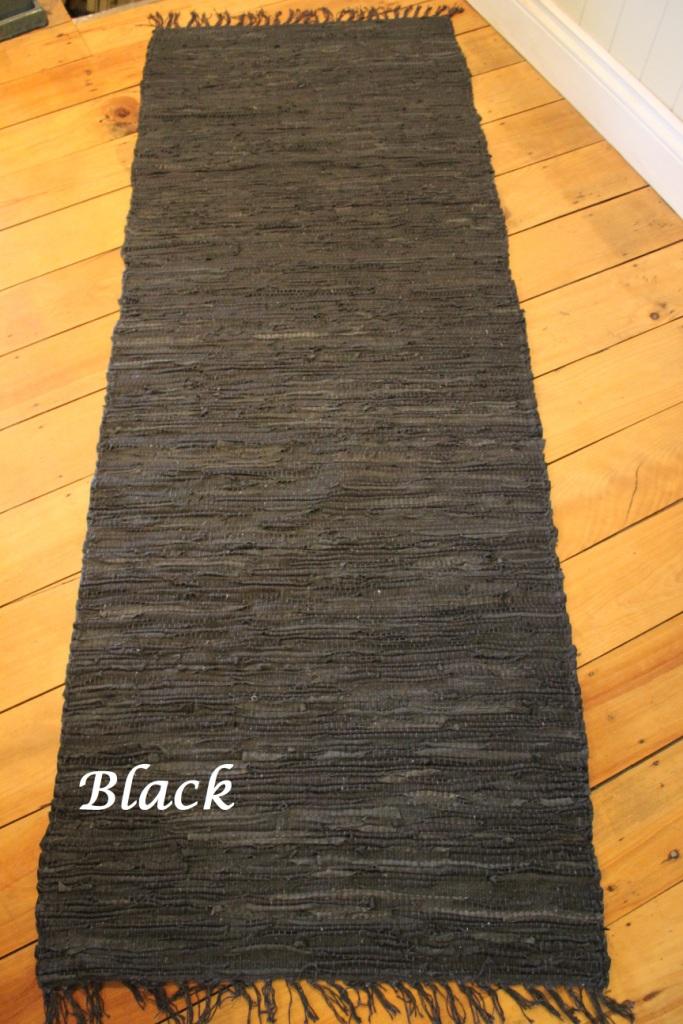 2 Meter Vintage Leather RUG Runner Natural Woven Black Brown White Grey