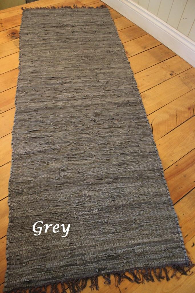 2 Meter Vintage Leather RUG Runner Natural Woven Black Brown White Grey