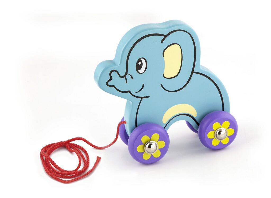 NEW Childrens Wooden Pull Along Elephant Baby Pull TOY eBay