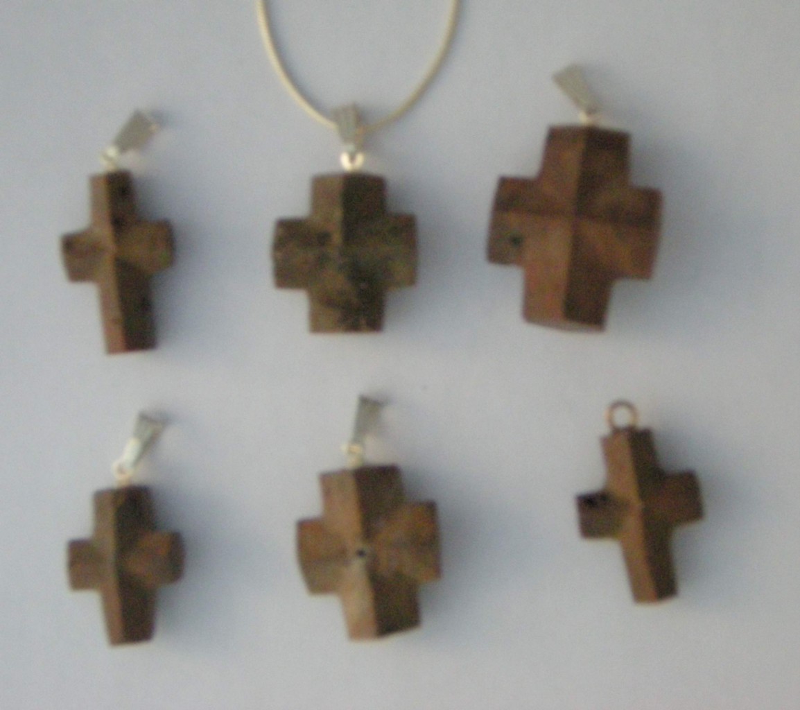 Fairy Stone Pendant Natural Staurolite Crystal Cross with 18" Sterling