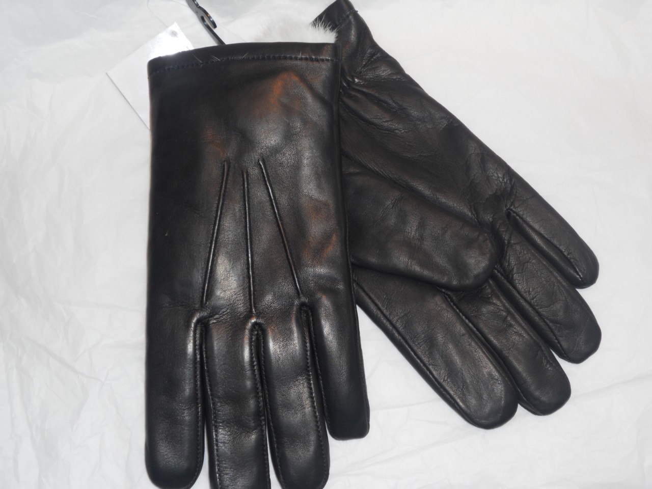 Mens Finest Deluxe White Rabbit Fur Lined Genuine Leather Gloves eBay
