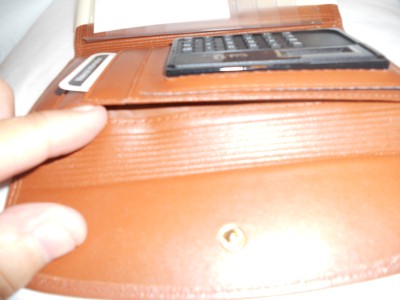 mens leather checkbook wallet with calcu