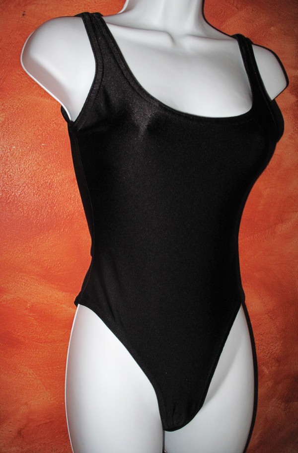 S/M sexy RETRO 80s VTG black leotard HIGH CUT yoga exercise WORKOUT
