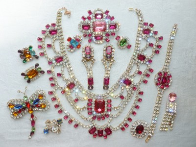 Vintage Rhinestone Jewelry on Huge Stunning Vintage Jewelry Rhinestone Lot Necklace Set   Ebay