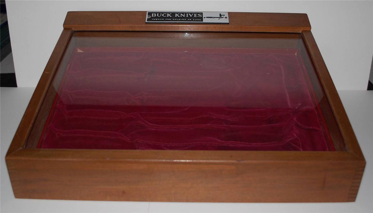 Vintage Buck Knife Store Display Case for Knives Lined Wood Box with Lock eBay