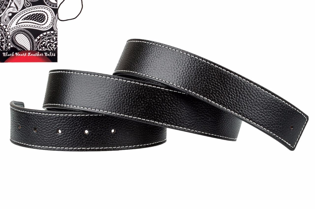 Black Mens Belts Reversible Belt buckles Genuine leather 37 mm strap 44&quot; NEW | eBay