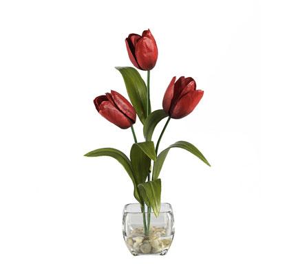 NEARLY NATURAL Tulips Liquid Illusion Silk Artificial Flowers Arrangement 1055
