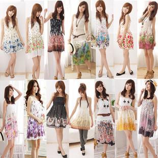 Womens-Hippie-BOHO-Exotic-Summer-Chiffon-Floral-Prints-Dress-Multi-Colors-123