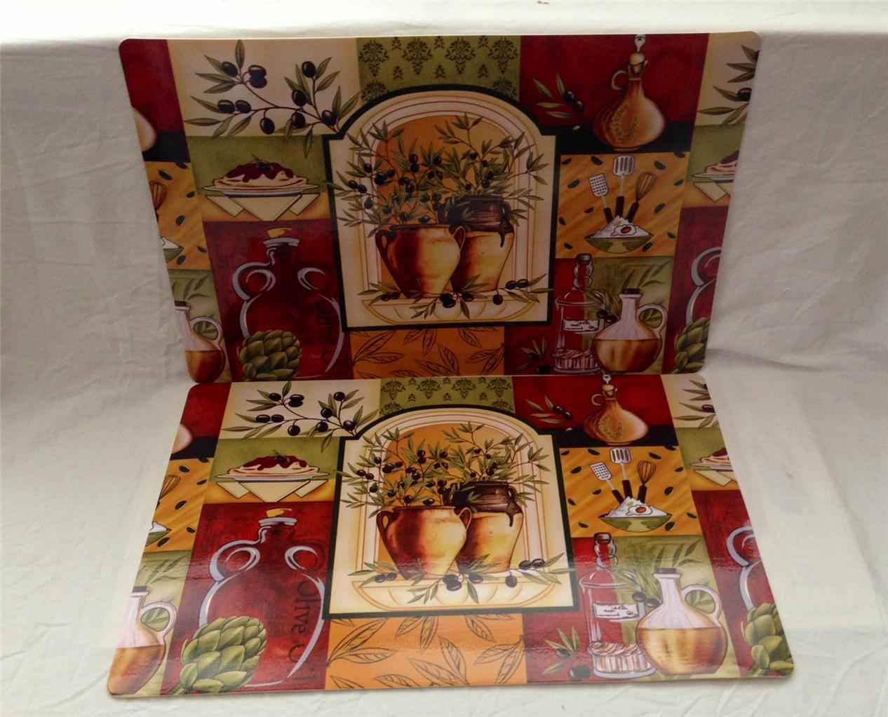 Bistro Olive Oil Italian Theme Cafe Home Kitchen Vinyl Table Placemat