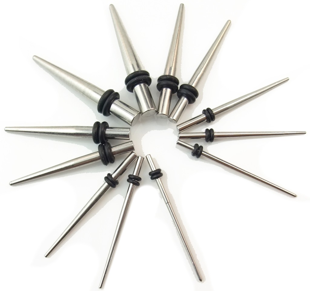 12Pc Micro Ear Stretching Taper Kit 16g6g Gauges Expander Set Blk