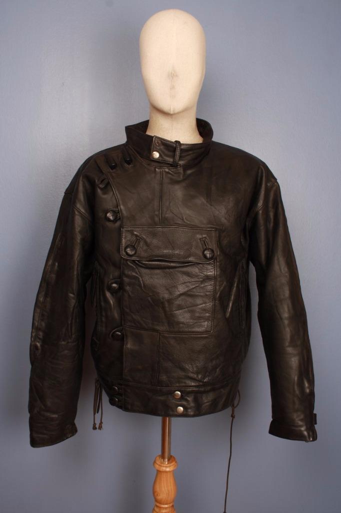 Stunning Vtg SWEDISH Military TANKER Dispatch Leather Motorcycle Jacket
