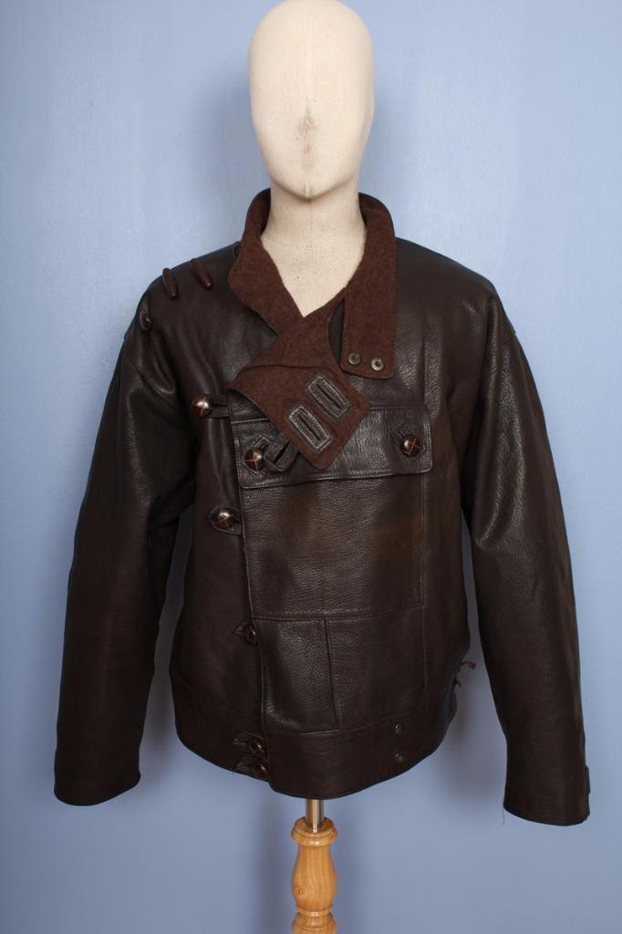 Stunning Vtg SWEDISH Military TANKER Dispatch Leather Motorcycle Jacket