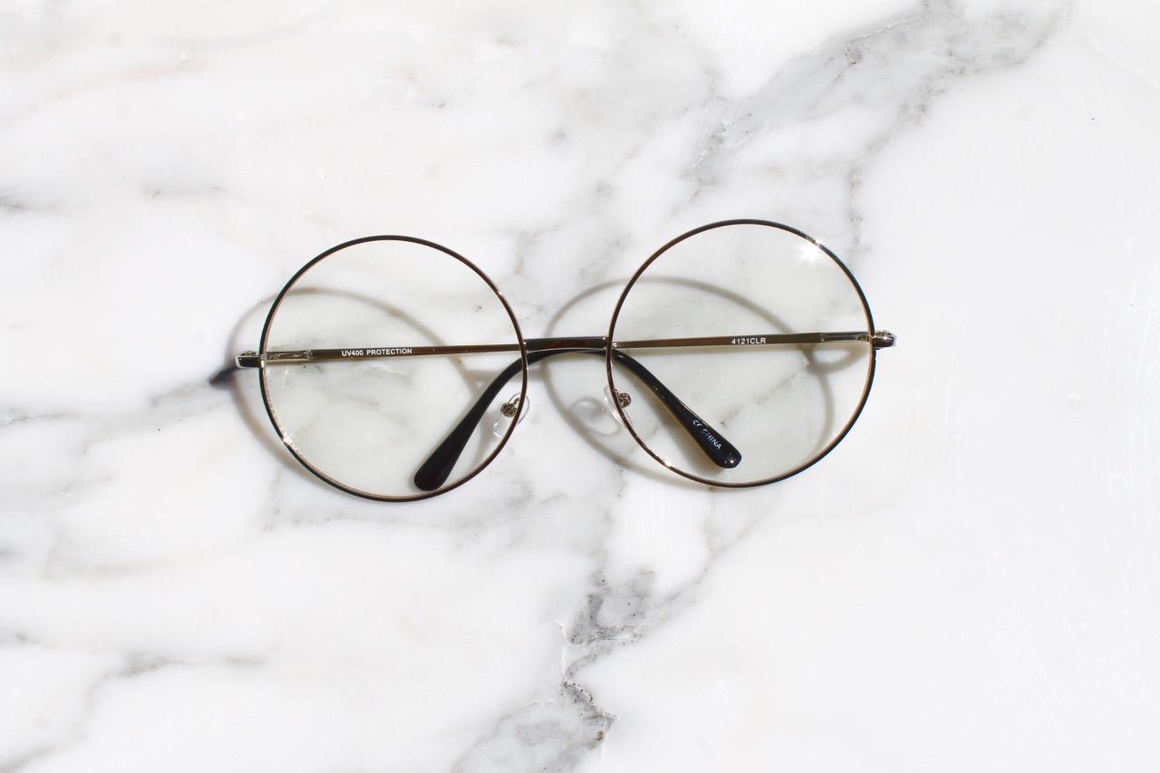 Large Circle Oversized Glasses Clear Lens Metal Frame Sexy Nerd Round 