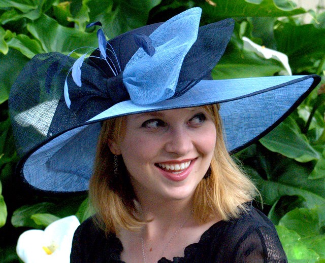 NEW Women's Kentucky Derby Hat Wide Brim in Two Tone Sinamay Straw and