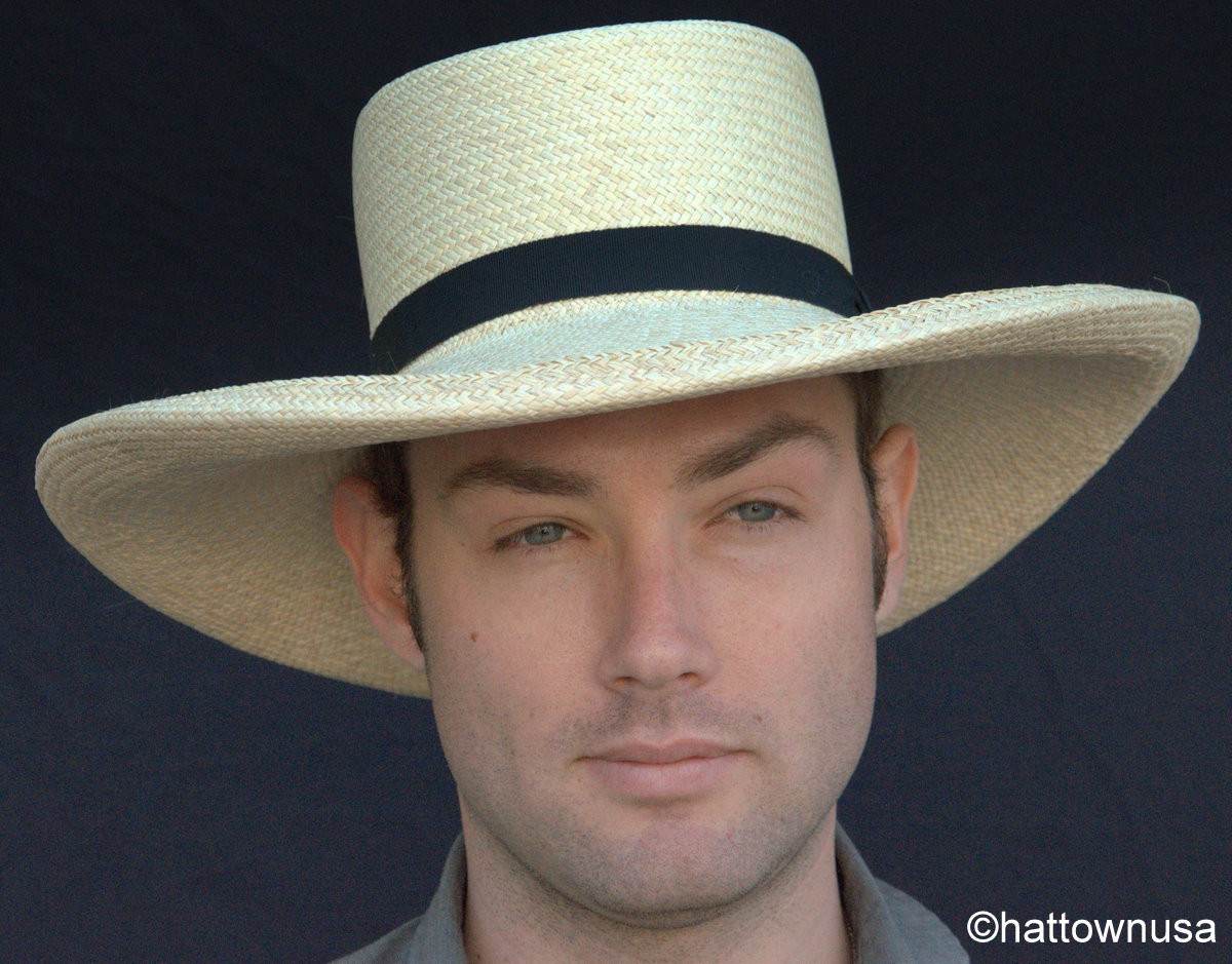 NEW GENUINE PANAMA Gambler Plantation Hat Ex Wide Brim Pencil Edge