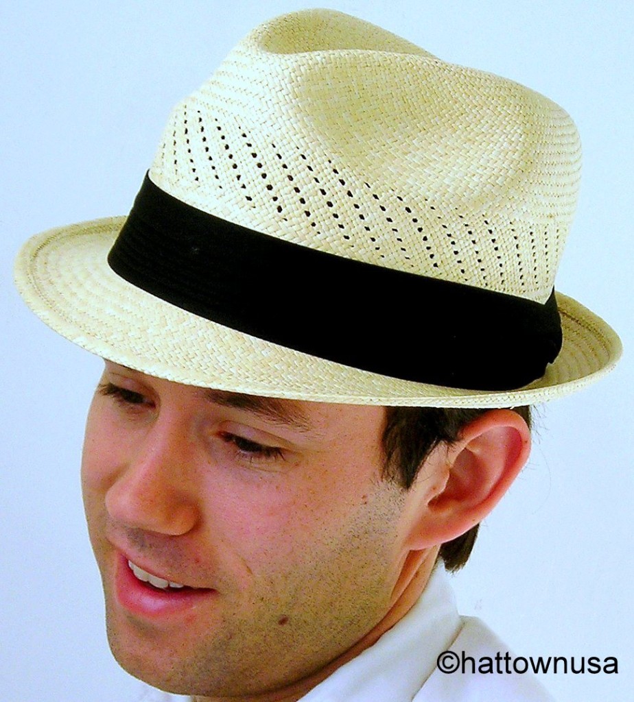 NEW Men's GENUINE Panama Straw Hat Short Stingy Brim Fedora Ventilated