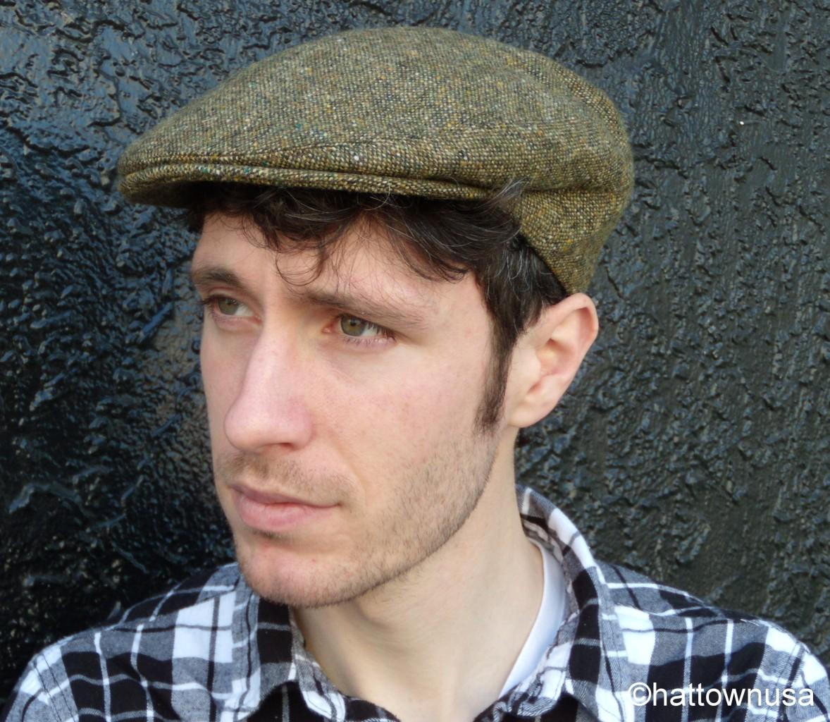 Irish Cap Donegal Tweed Ivy Driving Golf Olive Fine Weave Jonathan