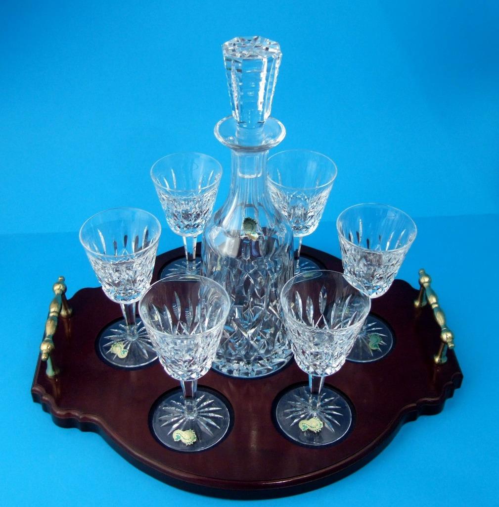 Waterford Crystal SET of Lismore Six Wine Glasses & Decanter on
