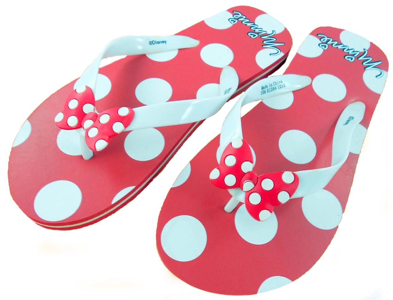 Womens Disney Flip Flops Minnie Mouse Red White Polka Dot Sandals New eBay