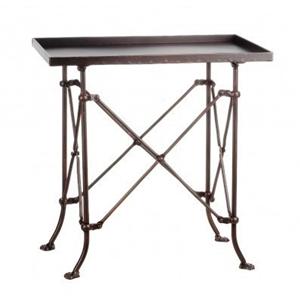 ... Provincial Small Rectangular Black Metal SIDE TABLE Telescopic Legs
