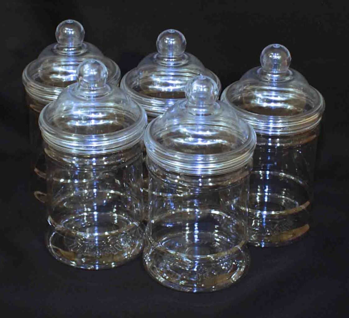 5 x PLASTIC VICTORIAN STYLE CANDY SWEET JAR WITH SCREW ON LID 500ml OR