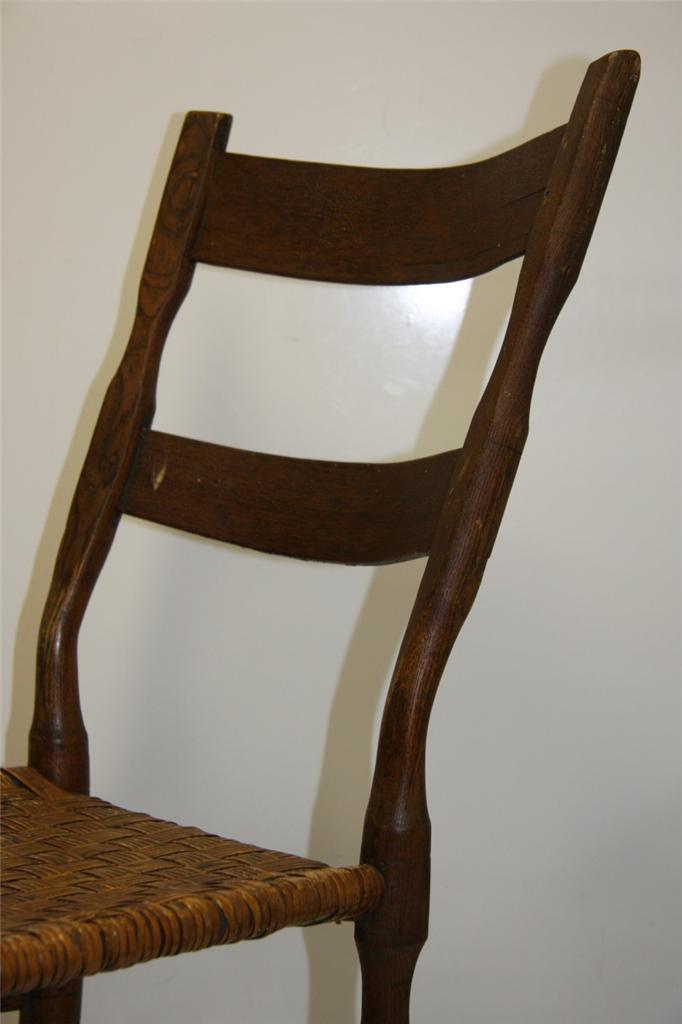 VINTAGE ANTIQUE EARLY PRIMITIVE LADDERBACK LADDER BACK CHAIR, CANE SEAT
