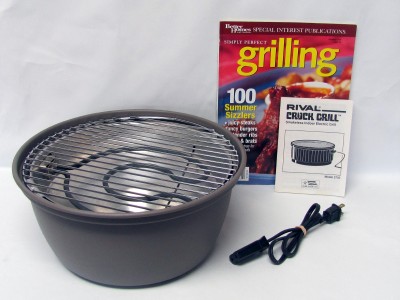 Rival Indoor Electric Grill Steel Base with Crock Grill Manual Grilling