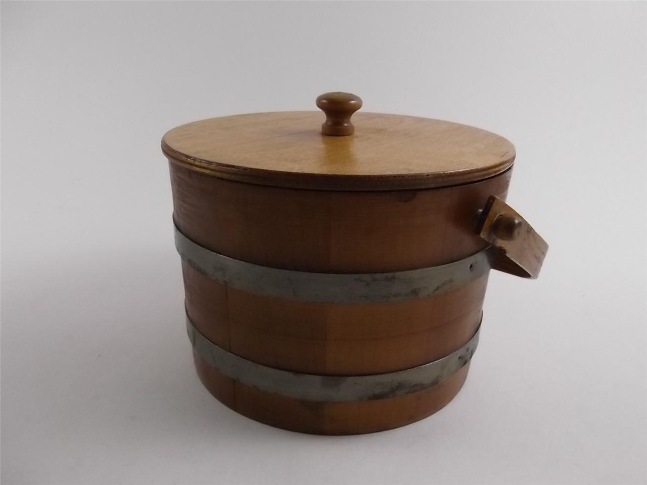 Vintage BASKETVILLE Putney VT Primitive Wooden Firkin Sugar Bucket