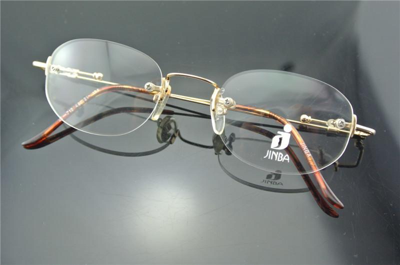 Vintage Rimless Oval Glasses Men's & Women Eyeglass Frames Gold Gray
