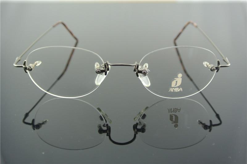 Vintage Rimless Oval Glasses Men's & Women Eyeglass Frames Gold Gray