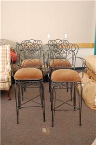 4 Ethan Allen Leopard Print Wrought Iron Kitchen Swivel ...